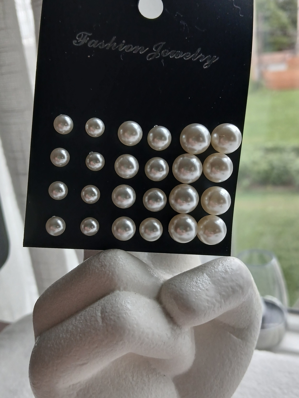 White Pearl Stud Earring Set - Multi Pack of 12 Pairs in 3 Sizes - NWT on Card